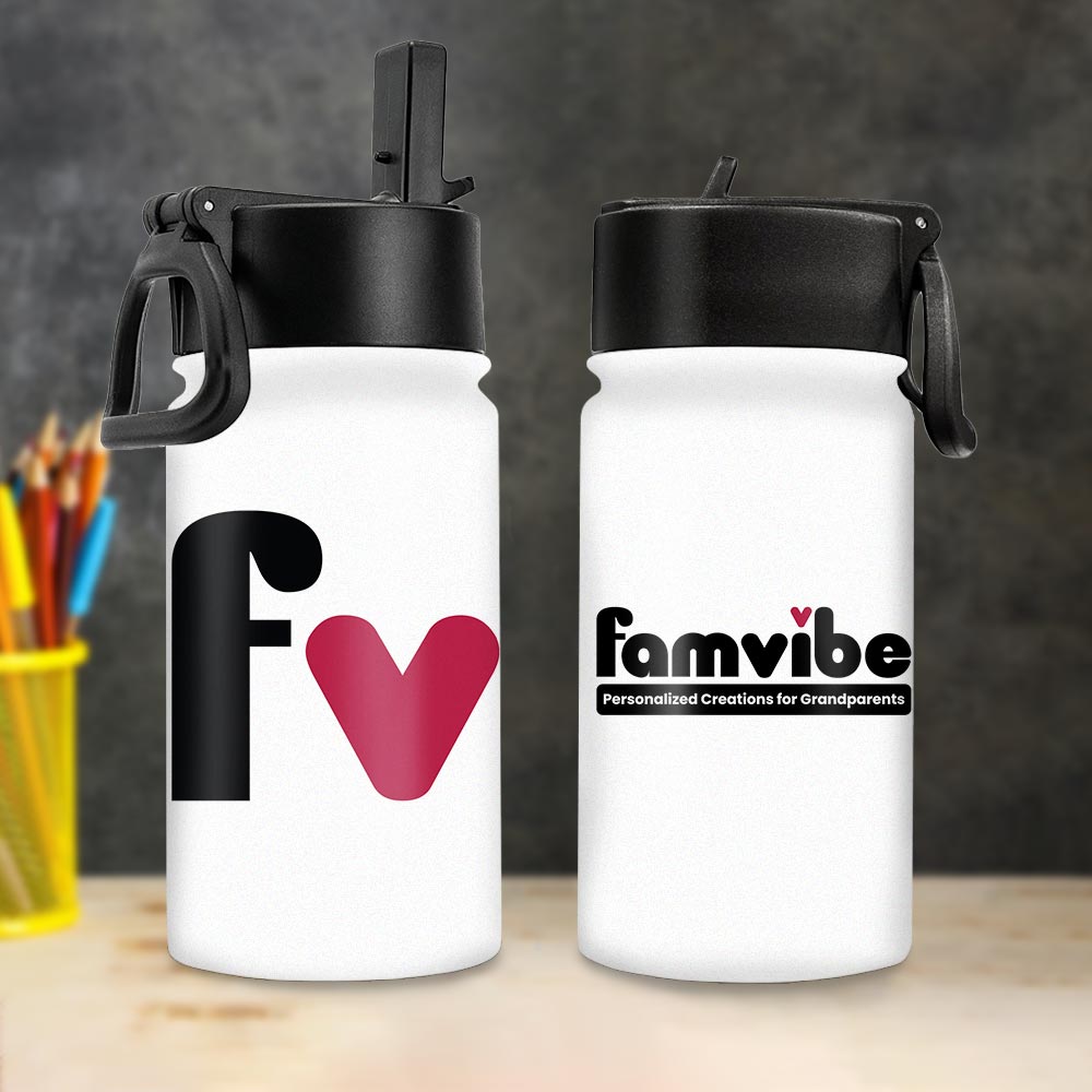 Personalized Famvibe Kids Water Bottle With Straw Lid 25778