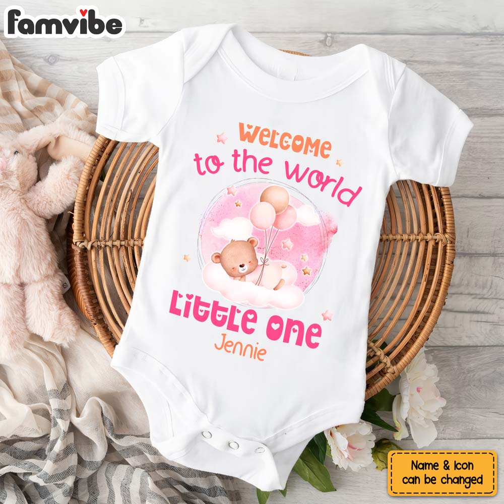 Personalized Gift For Newborn Baby Bear Welcome To The World Baby Onesie 27534