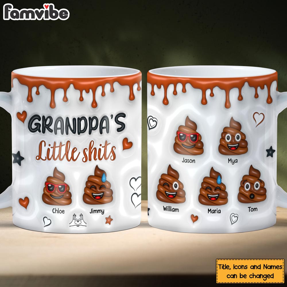 Personalized Gift for Grandpa Little Shit 3D Inflated Effect Mug 32824