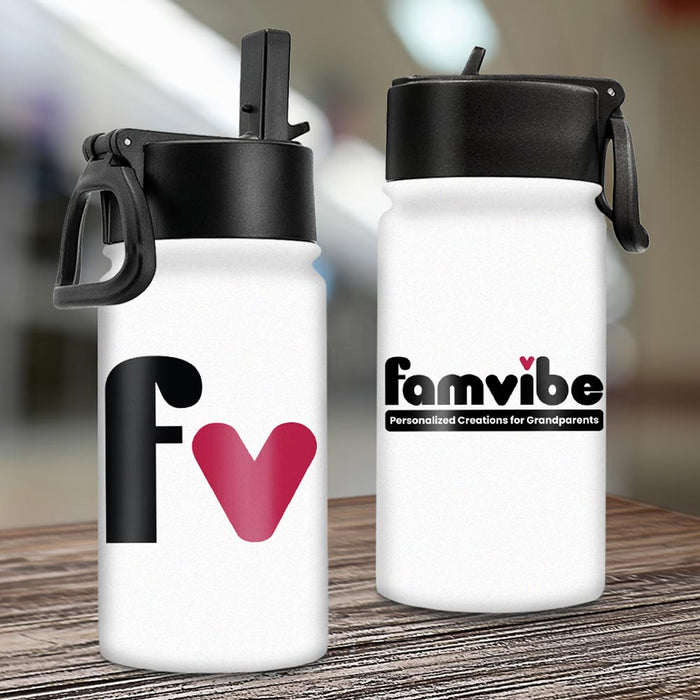Personalized Famvibe Kids Water Bottle With Straw Lid 25778 1