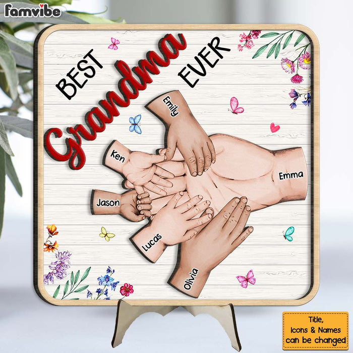 Personalized Grandma Hand With Kids 2 Layered Separate Wooden Plaque 31701 1