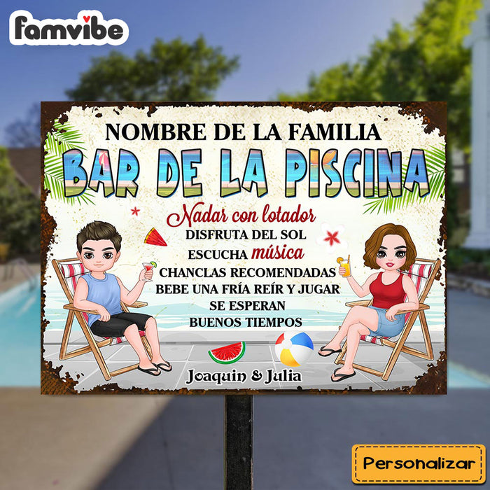 Personalized Gift For Couple Outdoor Spanish Pool Rules Metal Sign 26064 1