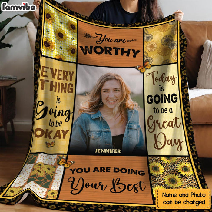 Personalized Gift For Daughter Colorful Flower Upload Photo Blanket 31454 1