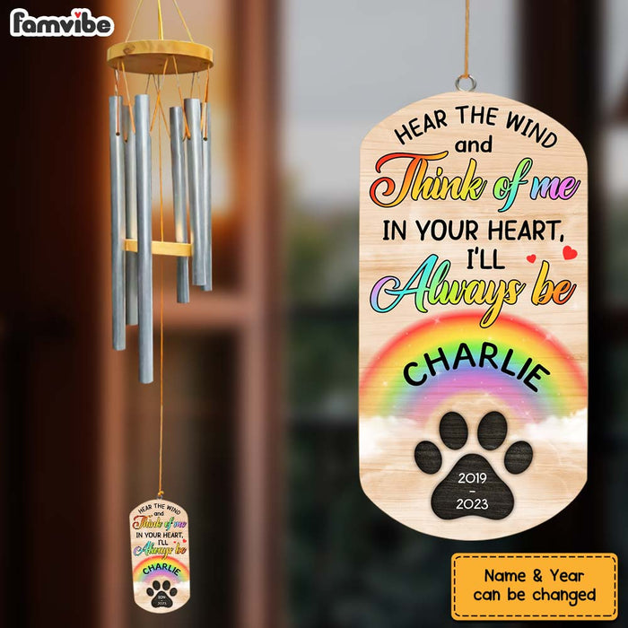 Personalized Pet Loss Gift Here The Wind And Think Of Me Photo Wind Chimes 27380 1