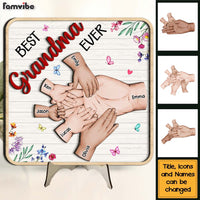 Personalized Grandma Hand With Kids 2 Layered Separate Wooden Plaque 31701 thumb 1