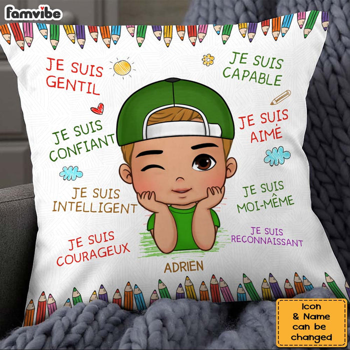 Personalized Gift For Grandson French Je Suis Gentil Pillow 28183 1