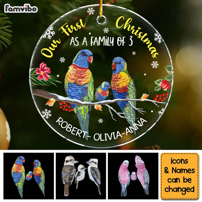 Personalized Gift For Family Our First Christmas Birds Circle Ornament 29084 1