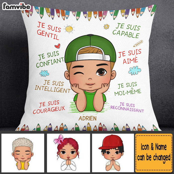 Personalized Gift For Grandson French Je Suis Gentil Pillow 28183 1