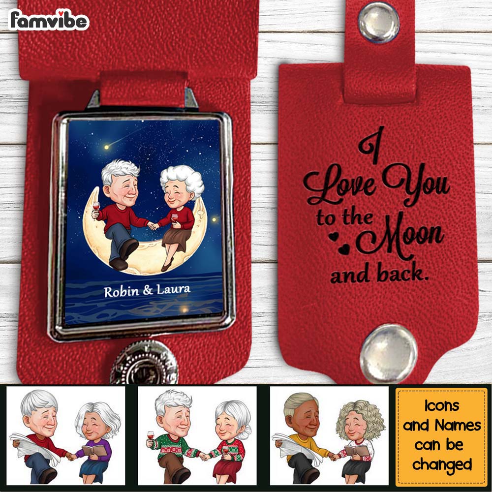Personalized Gift For Husband I Love You To The Moon And Back Leather Keychain 30252 Leather Photo Keychain Primary Mockup