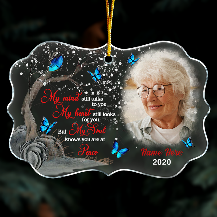 Personalised Memento Company White Photo Upload Memorial Bauble