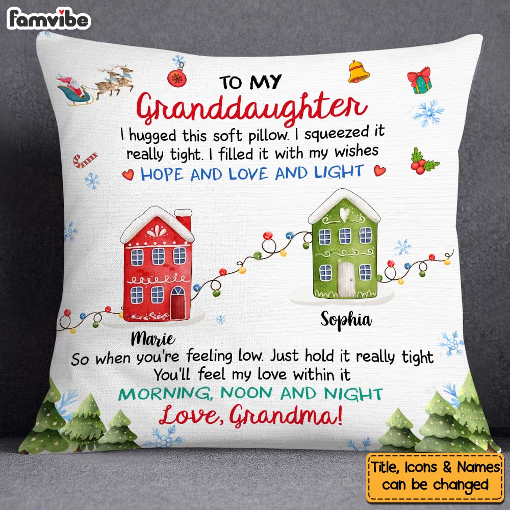 Personalized Christmas Gift For Granddaughter Long Distance Hug This Pillow 29690