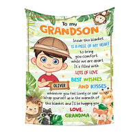 Personalized Gift For Grandson To My Grandson Jungle Animals Theme Blanket 30989 thumb 1