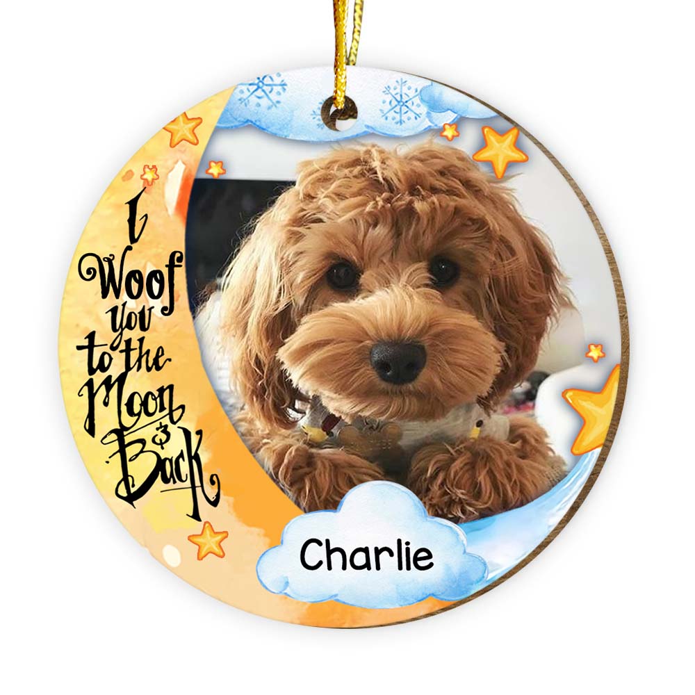 Personalized I Woof You To The Moon And Back Dog Lovers Circle Ornament 29228