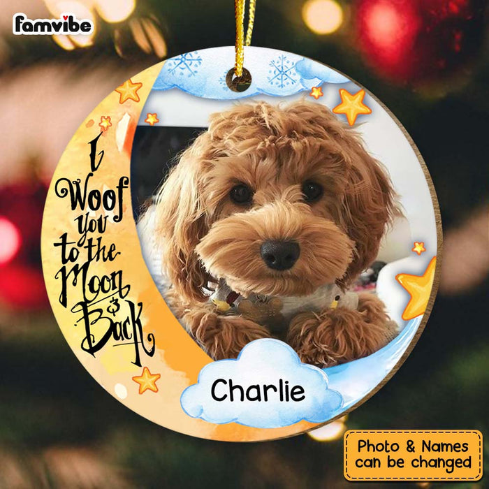 Personalized I Woof You To The Moon And Back Dog Lovers Circle Ornament 29228 1