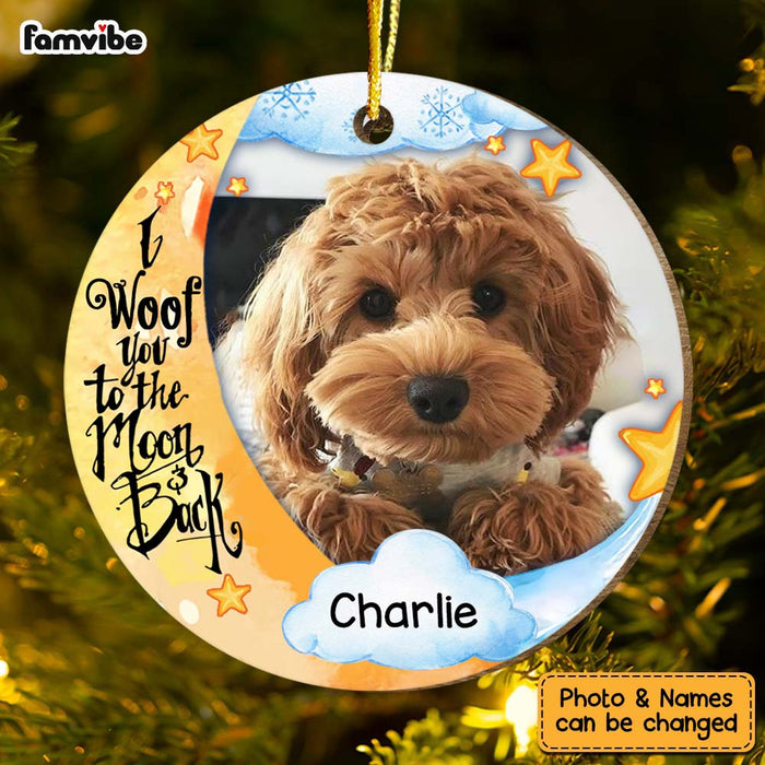 Personalized I Woof You To The Moon And Back Dog Lovers Circle Ornament 29228 1