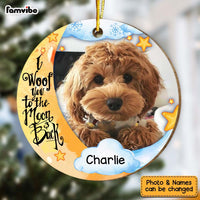 Personalized I Woof You To The Moon And Back Dog Lovers Circle Ornament 29228 thumb 1