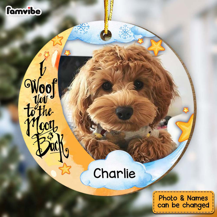 Personalized I Woof You To The Moon And Back Dog Lovers Circle Ornament 29228 1