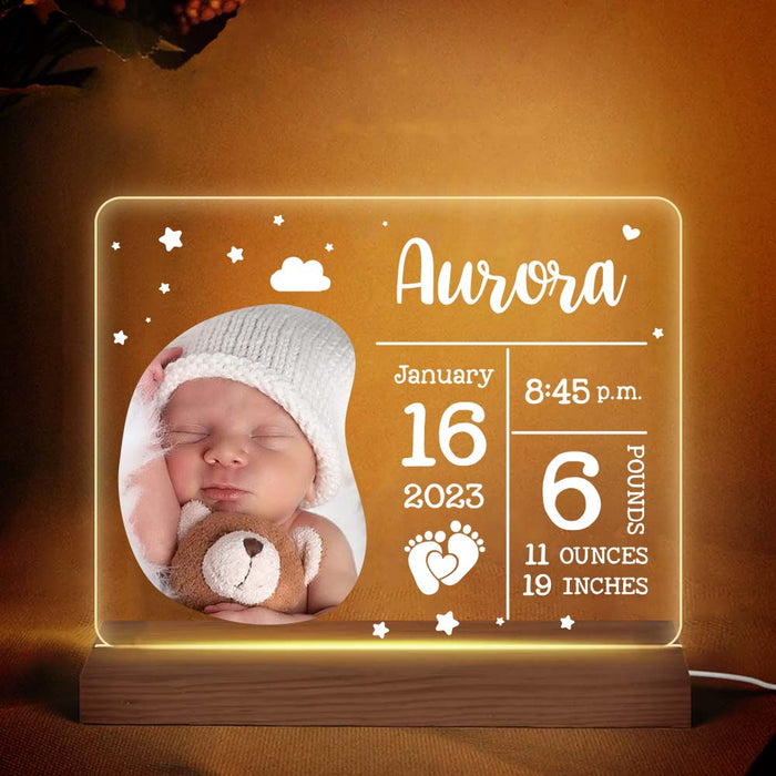 Personalized Newborn Baby Gift Upload Photo Plaque LED Lamp Night Light 27457 1