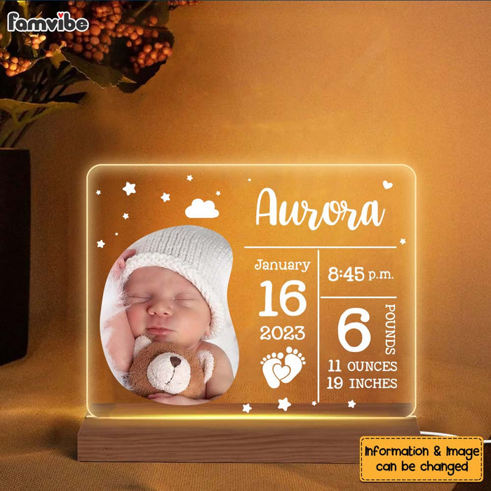 Personalized Newborn Baby Gift Upload Photo Plaque LED Lamp Night Light 27457 1