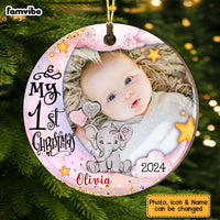 Personalized Baby's First Christmas Animal Upload Photo Circle Ornament 28629 thumb 1
