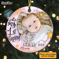 Personalized Baby's First Christmas Animal Upload Photo Circle Ornament 28629 thumb 1