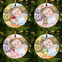 Personalized Baby's First Christmas Animal Upload Photo Circle Ornament 28629 thumb 1