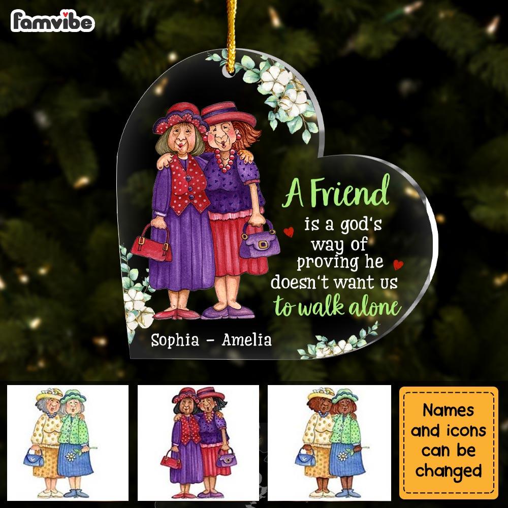 Personalized Christmas Gift For Friend God Never Walk Alone Ornament 30323 Primary Mockup