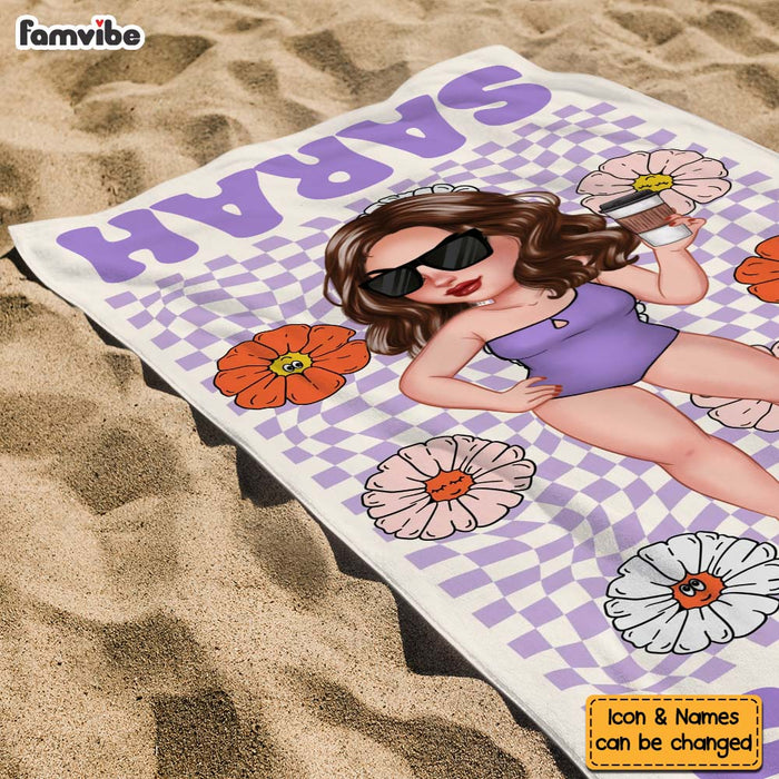 Personalized Gift Birthday Vacation Summer Retro Multi Style Beach Towel 34571 1