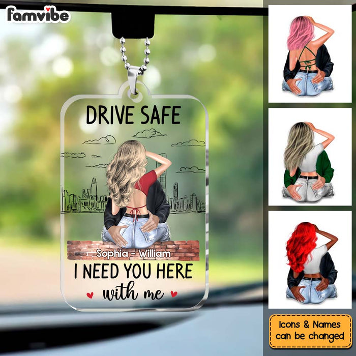 Personalized Gift For Couple Husband Drive Safe Acrylic Car Ornament 34639 1