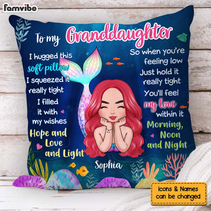 Personalized Gift For Granddaughter Mermaid Hug This Pillow 30680 1