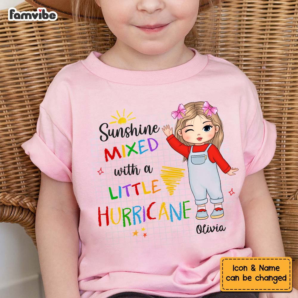 Personalized Gift For Granddaughter Sunshine Mixed With Hurricane Kid T Shirt - Kid Hoodie - Kid Sweatshirt 30231 Mockup 2