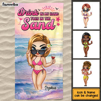 Personalized Gift For Daughter Drink In My Hand Toes In The Sand Beach Towel 34531 thumb 1