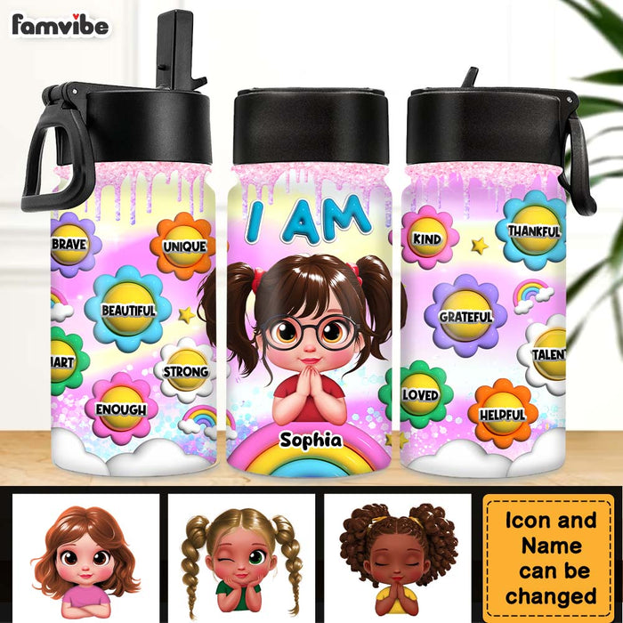 Personalized Gift For Granddaughter I Am Kind Kids Water Bottle 32812 1
