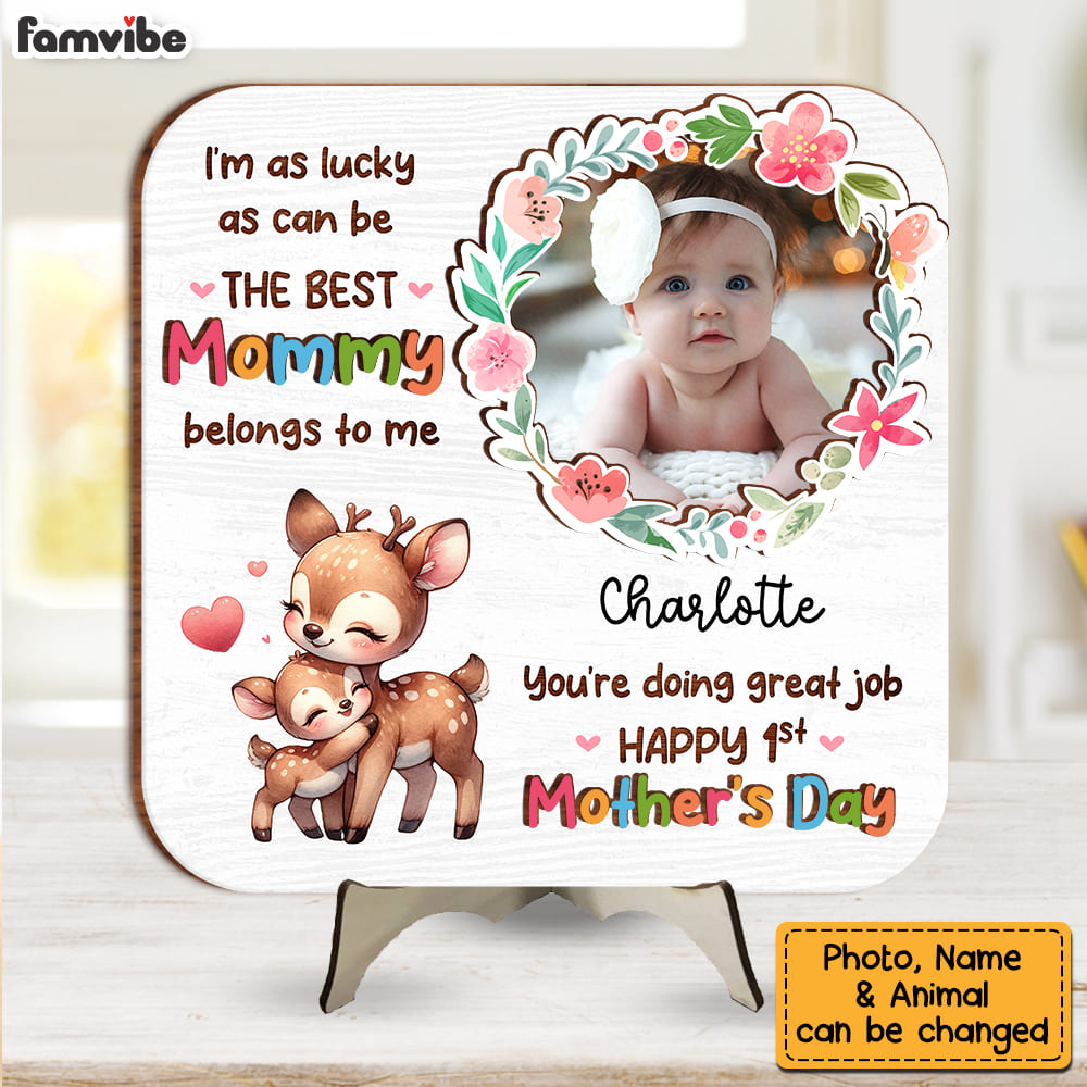 Personalized Gift For First Mother's Day Photo Custom 2 Layered Separate Wooden Plaque 32750 Primary Mockup