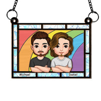 Personalized Love Is Love Rainbow Window Acrylic Mix Wood Suncatcher Ornament 34109 thumb 1