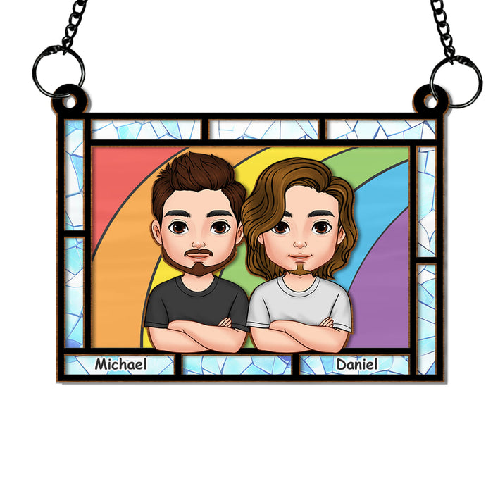 Personalized Love Is Love Rainbow Window Acrylic Mix Wood Suncatcher Ornament 34109 1