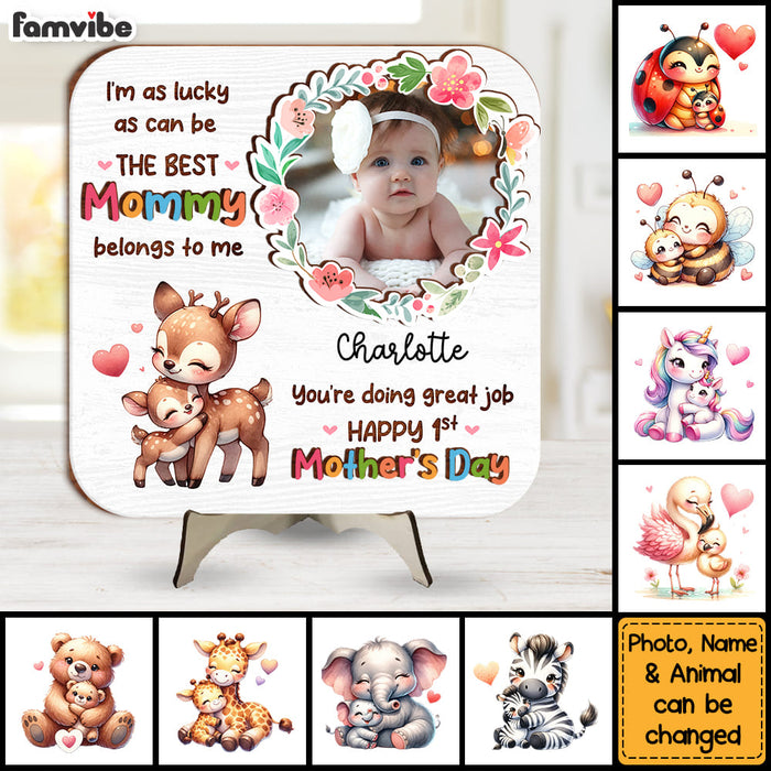 Personalized Gift For First Mother's Day Photo Custom 2 Layered Separate Wooden Plaque 32750 1