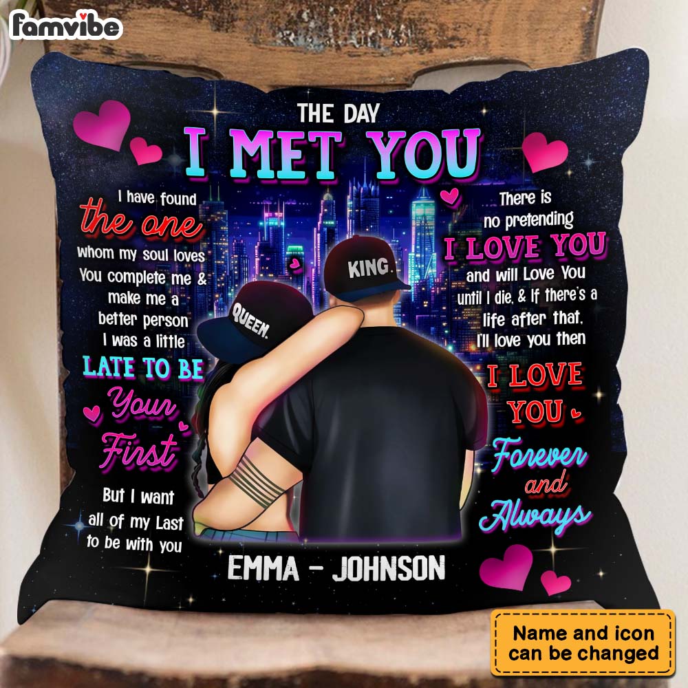 Personalized Gift for couple The Day I Met You Pillow 32768 Primary Mockup