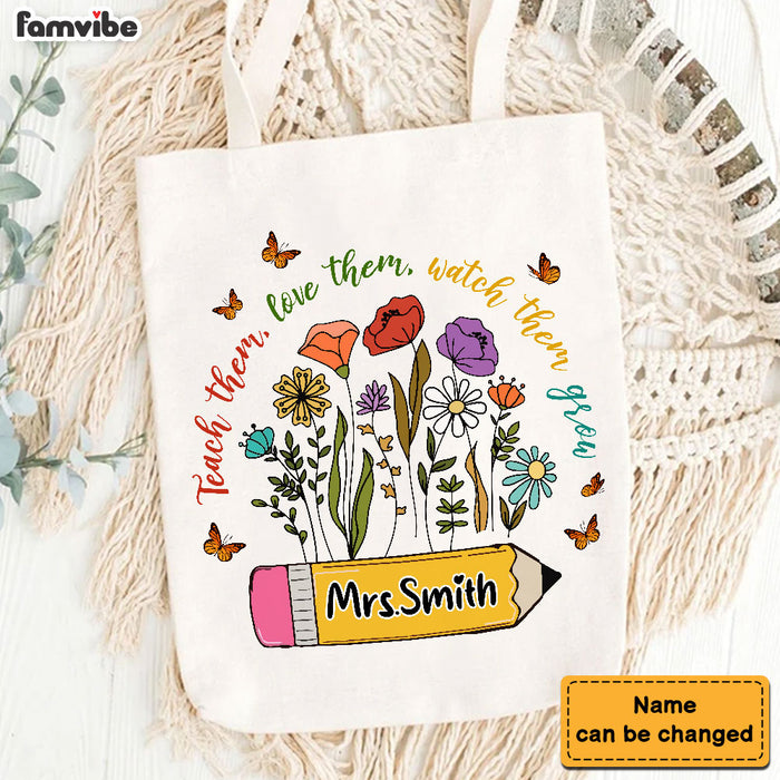 Personalized Gift For Teacher Teach Them Love Them Watch Them Grow Tote Bag 34140 1