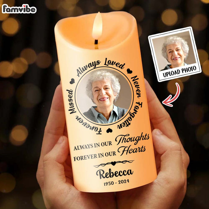 Personalized Gift For Family Members Custom Photo Always In Our Thoughts LED Candle 36225 1