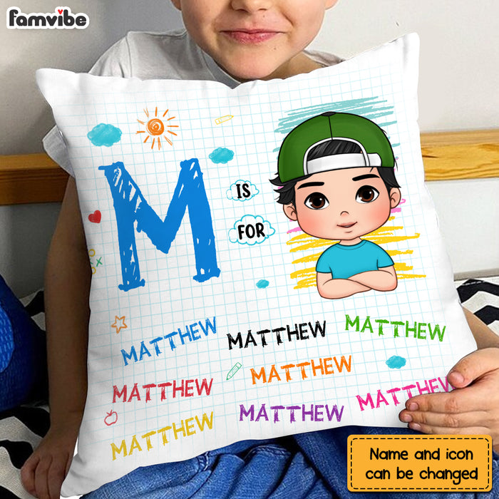 Personalized Gift For Grandson Custom Name Drawing Letter Pillow 30840 1