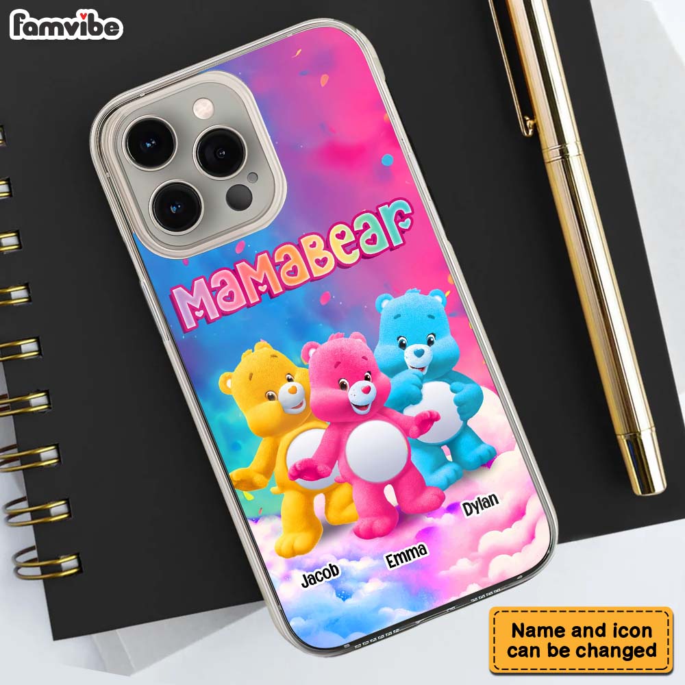 Personalized Gift For Mom Grandma Bear Colorful Clear Phone Case 32743 Primary Mockup