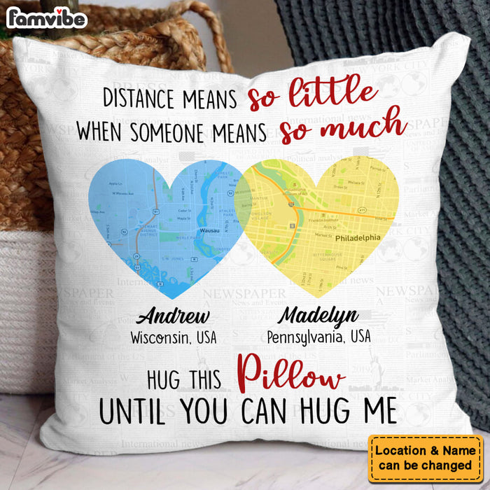 Personalized Custom Map Heart Shaped Long Distance Pillow 36688 1