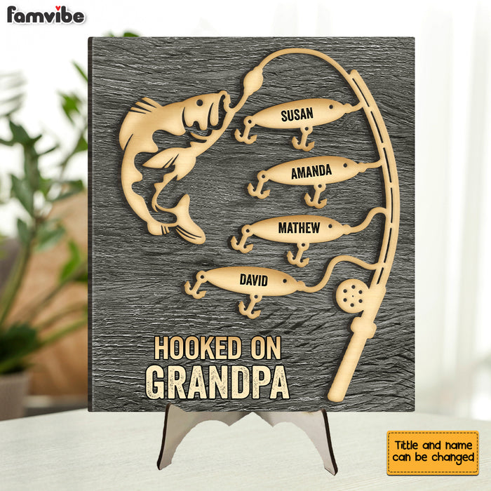 Personalized Gift For Dad Grandpa Hooked On 2 Layered Wooden Plaque 33149 1