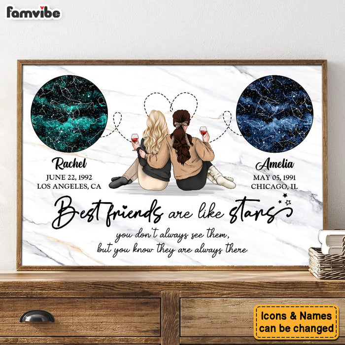 Personalized Best Friends Gifts Best Friend Are Like Stars Bestie Birthday Gift Poster 37379 1