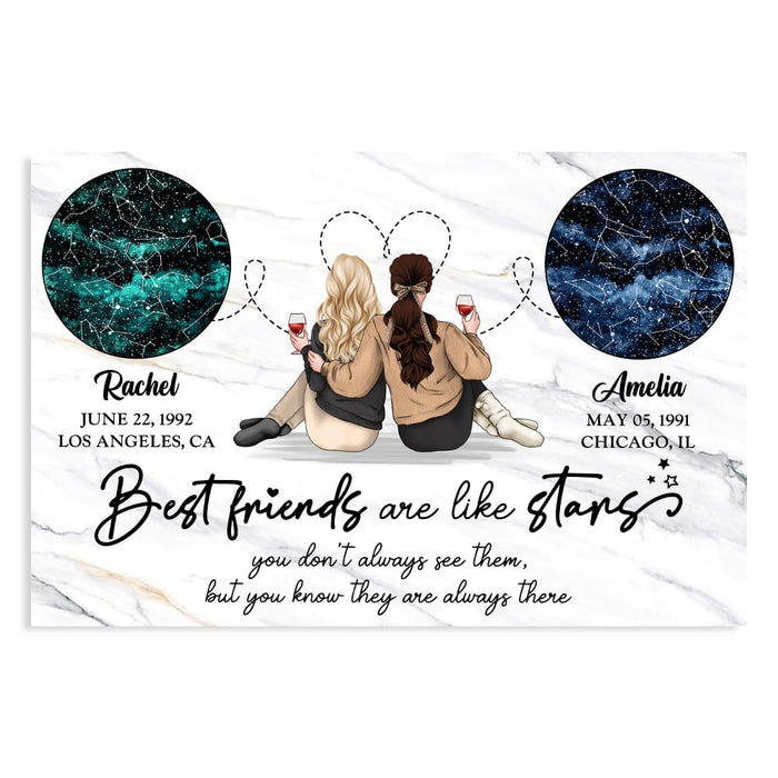 Personalized Best Friends Gifts Best Friend Are Like Stars Bestie Birthday Gift Poster 37379 1