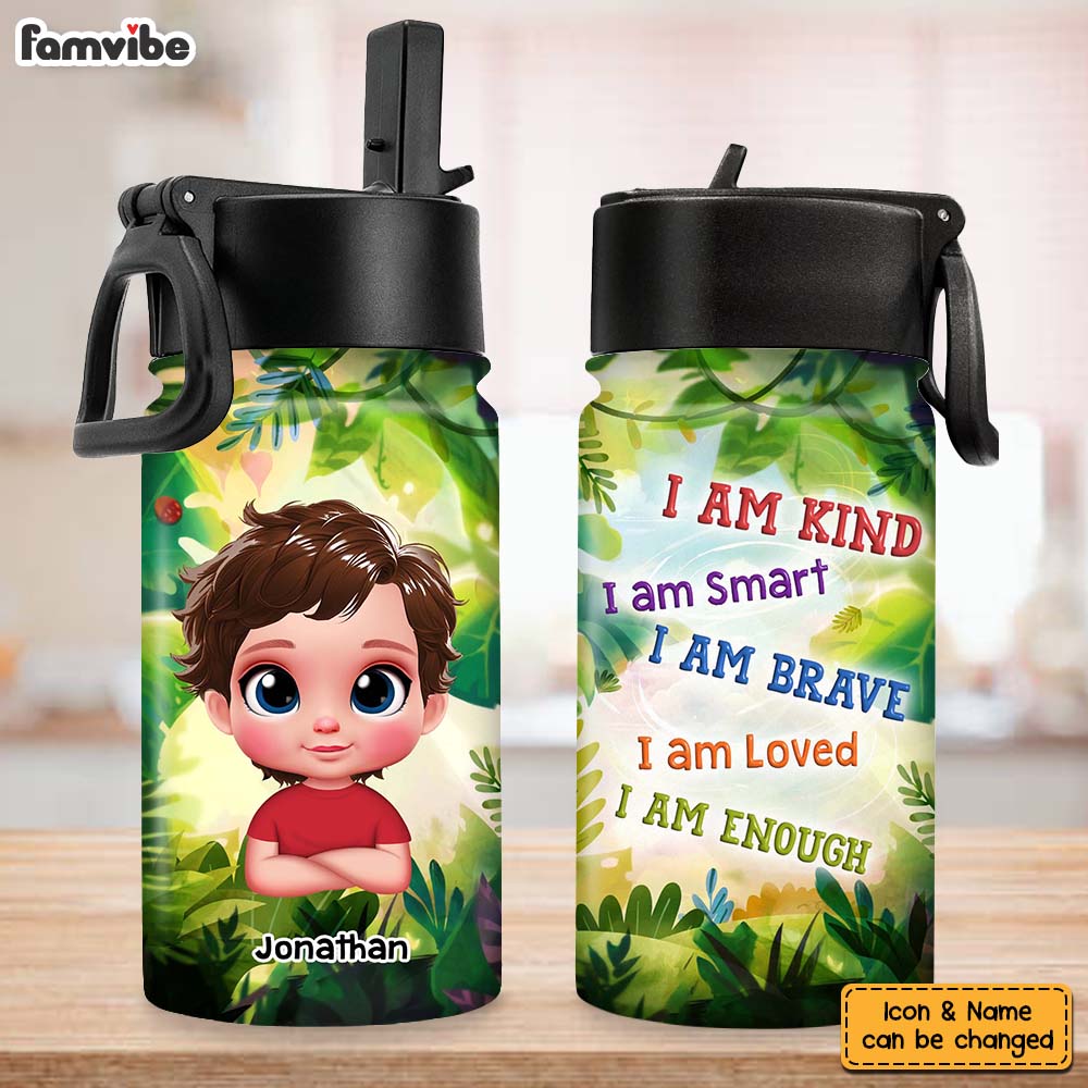 Personalized Gift For Grandson I Am Kind Kids Water Bottle 32831 Primary Mockup
