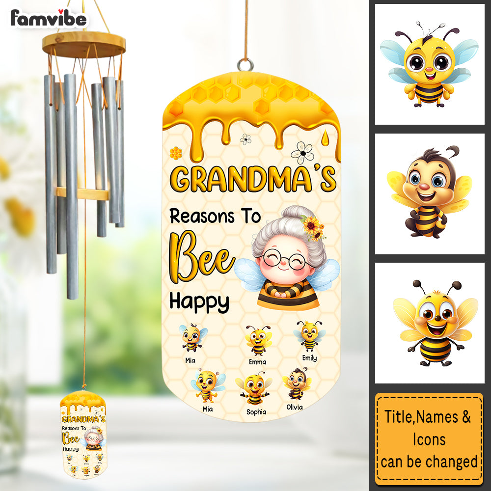 Personalized Gift For Grandma Reasons To Bee Happy Wind Chimes 32840 Primary Mockup