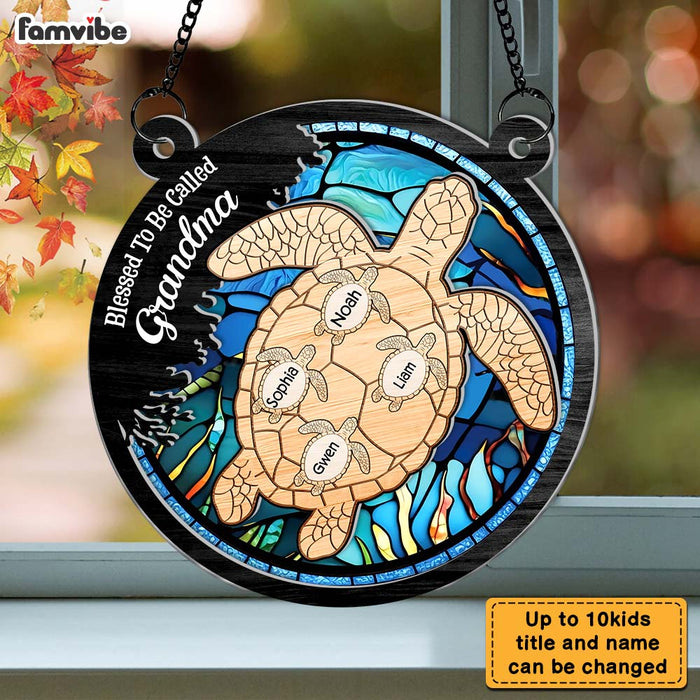 Personalized Sea Turtle Blessed To Be Called Acrylic Suncatcher Ornament 34595 1