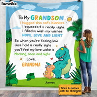 Personalized Dinosaur Grandson Granddaughter Blanket MR312 85O34 thumb 1